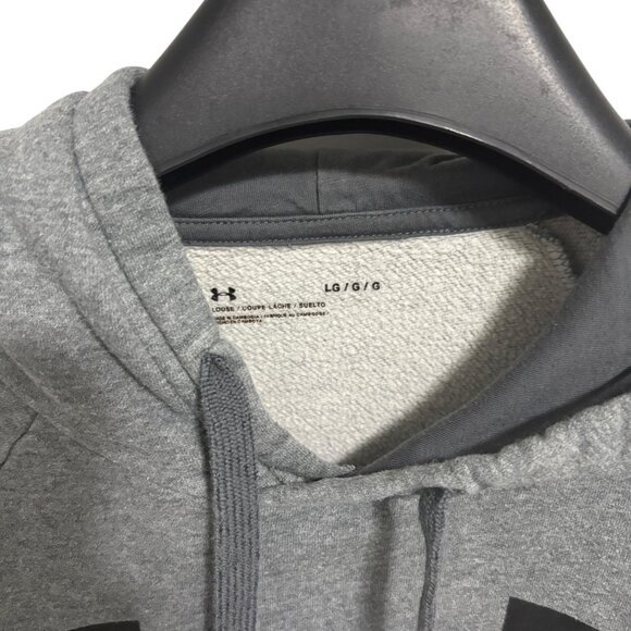 Under Armour Hooded Pullover Sweatshirt Size Large Loose Fit Gray Logo - Picture 3 of 6